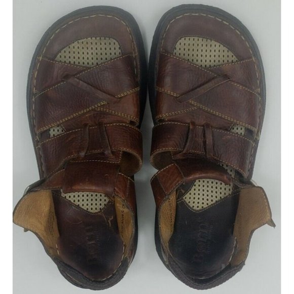 Born Mens 9 M Fisherman Sandals Open Toe Brown Leather Shoes Straps Buckle - Picture 6 of 8